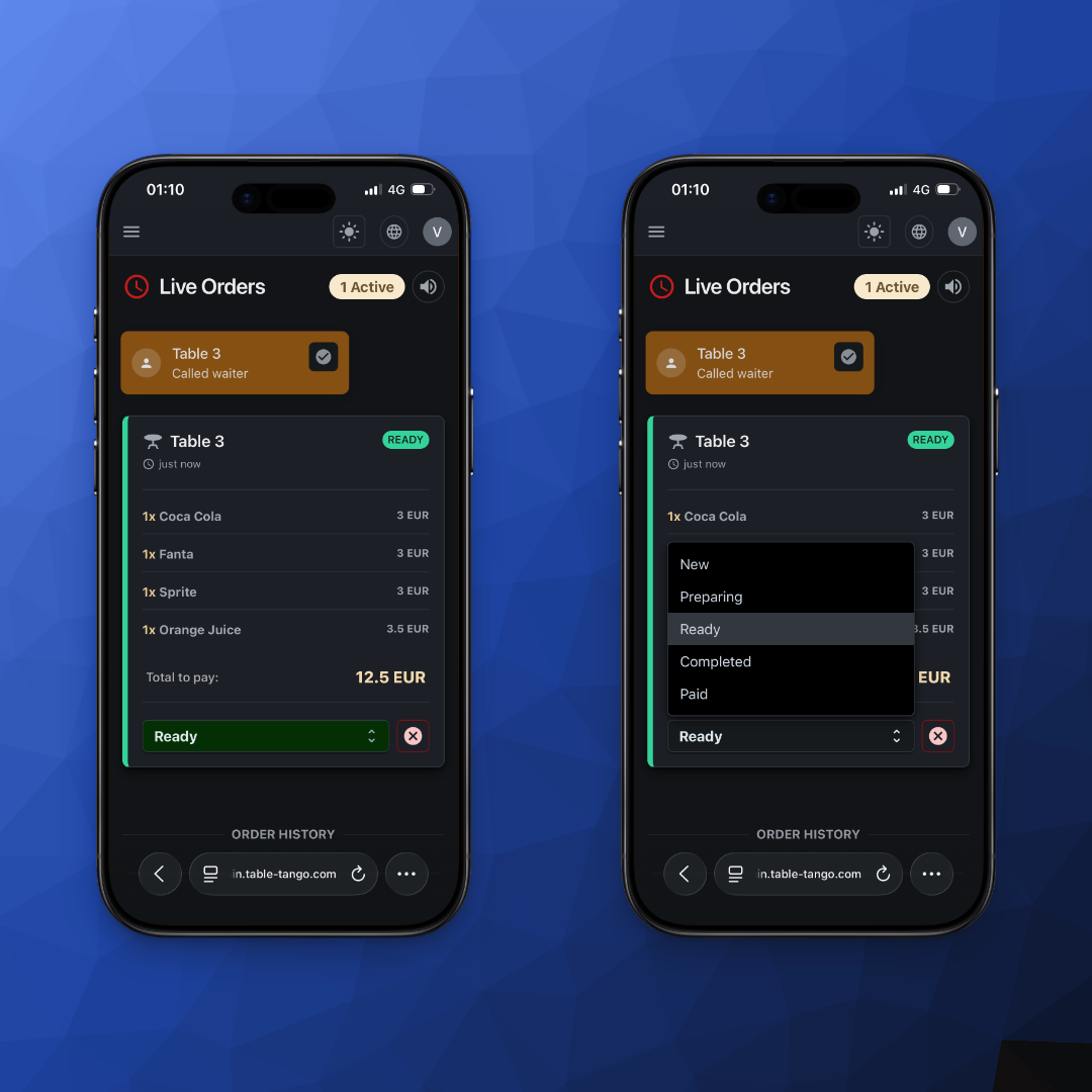 Visitor menu UI